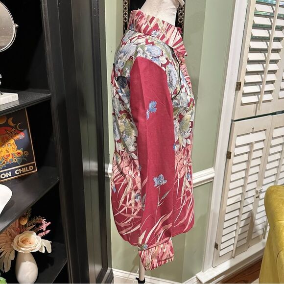 NOS USA Made Tem Tex Western Button Down Floral Rockabilly Snap Shirt Size 12 - Picture 5 of 10